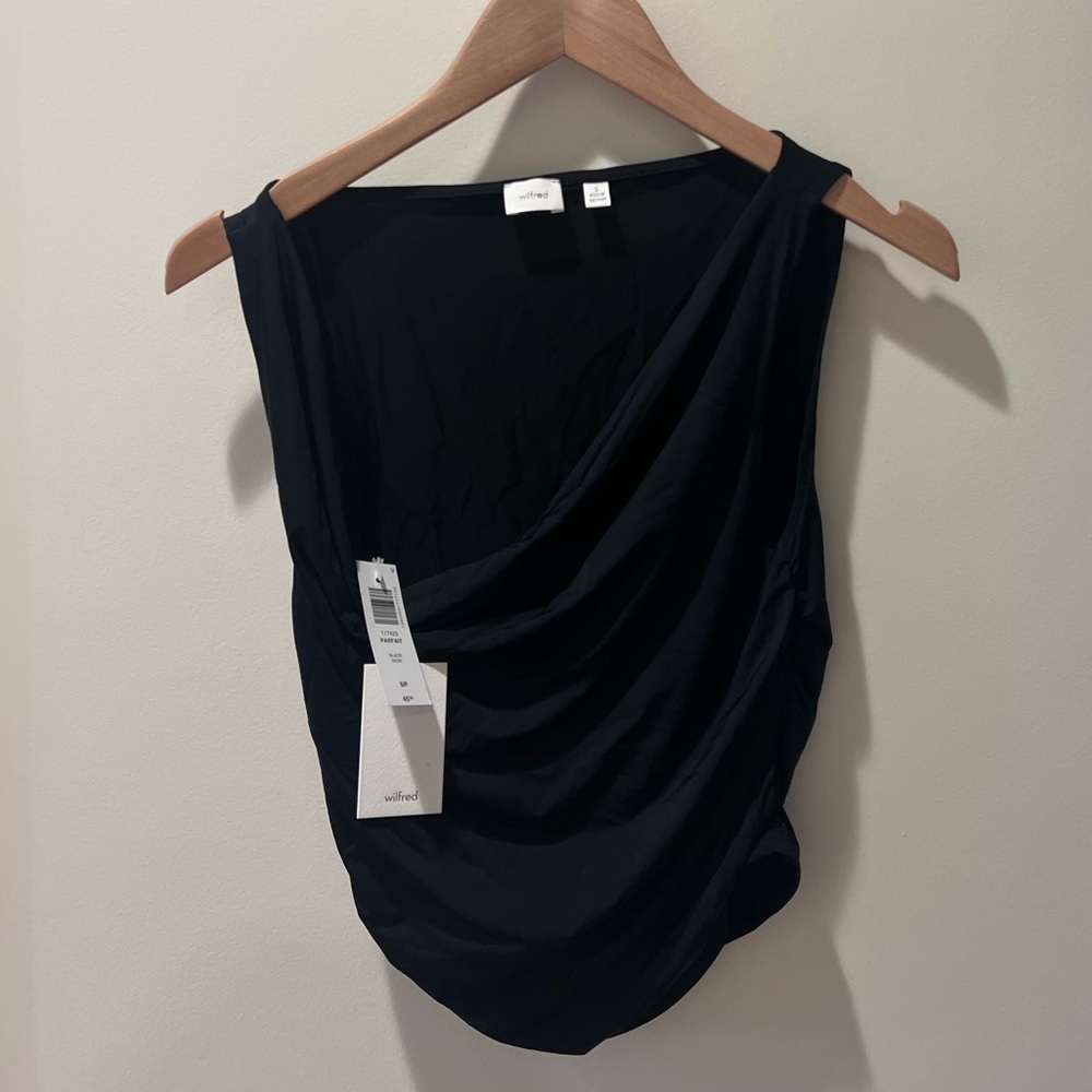 Aritzia Wilfred Parfait Black Drape Top